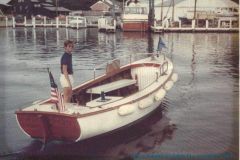 1981 Higgins Yacht 21' Launch " John D" powered by an Atomic Four being readied by our club members in Galesville